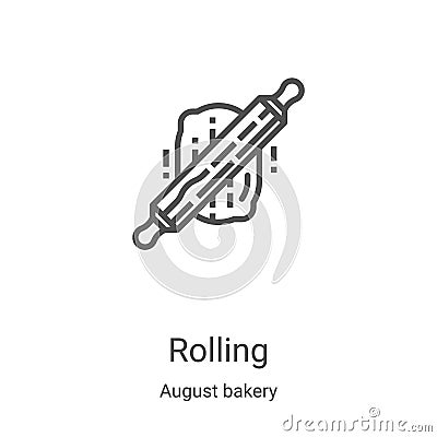 rolling icon vector from august bakery collection. Thin line rolling outline icon vector illustration. Linear symbol for use on Vector Illustration