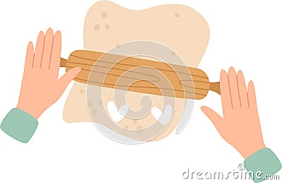 Rolling Pin Dough Cookies Vector Illustration