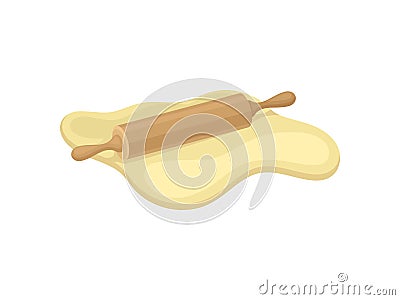 Rolling pin rolls the dough. Vector illustration. Vector Illustration