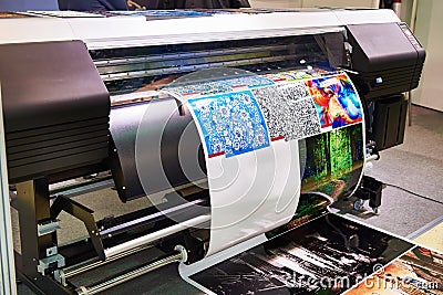 Rolling plotter printer in work Stock Photo