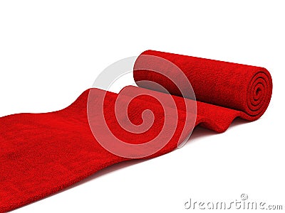Rolling red carpet Stock Photo