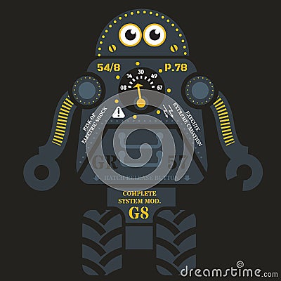 Rolling robot illustration Vector Illustration