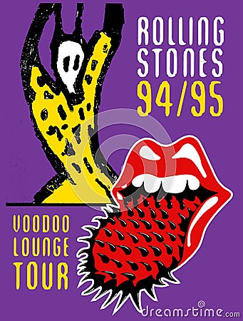 Rolling Stones 1994 Voodoo Lounge vector tour poster design concept. Vector Illustration