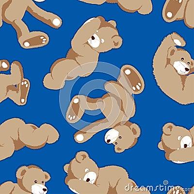 Rolling teddy bear seamless pattern Vector Illustration