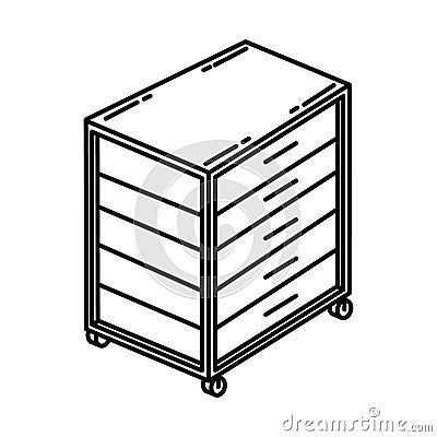 Rolling Tool Chest Icon. Doodle Hand Drawn or Outline Icon Style Vector Illustration