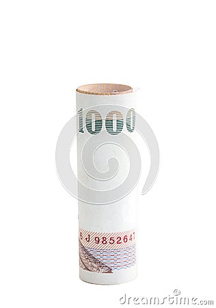 Rolls of banknote of Thai currency Stock Photo