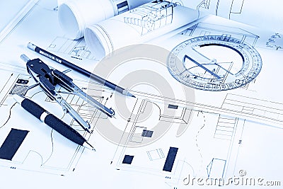 Rolls blueprints Stock Photo