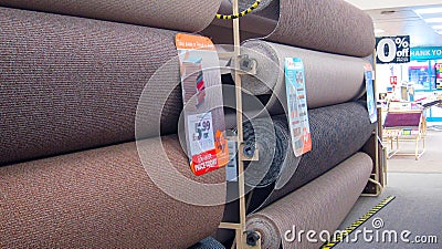 Rolls of carpet for sale. Editorial Stock Photo