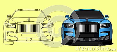 Rolls Royce,Adult coloring page for book and drawing. Concept vector illustration. Vector Illustration