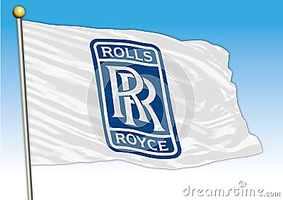 Rolls Royce cars international group, flags with logo, illustration Vector Illustration