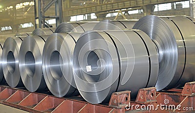 Rolls of steel sheet Stock Photo