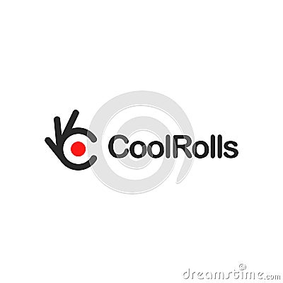 Rolls and sushi japanese restaurant. Japan cool food icon. Ok symbol, Okay vector logo, high quality Vector Illustration