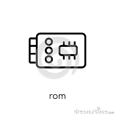 Rom icon. Trendy modern flat linear vector Rom icon on white background from thin line hardware collection Vector Illustration