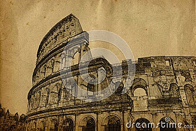 Roma colosseum Cartoon Illustration