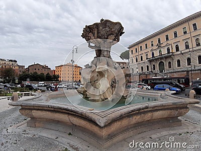 Roma - Fontana dei Tritoni in Piazza della Bocca della Verit Editorial Stock Photo