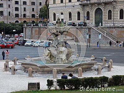 Roma - Fontana dei Tritoni a Piazza della Bocca della Verit Editorial Stock Photo