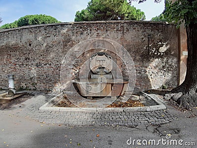 Roma - Fontana del Mascherone di Santa Sabina Editorial Stock Photo