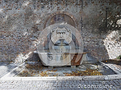 Roma - Fontana del Mascherone in Piazza Pietro d`Illiria Editorial Stock Photo