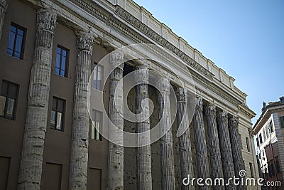 View of the Temple of Hadrian Editorial Stock Photo