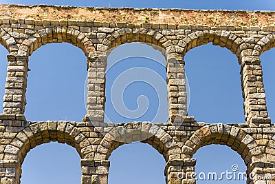 Roman acqueduct in Segovia near Madrid, Spain Stock Photo