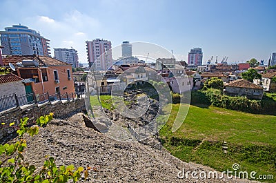 Roman amphitheater in Durres, Albania Stock Photo