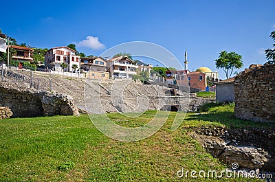 Roman amphitheater in Durres, Albania Stock Photo