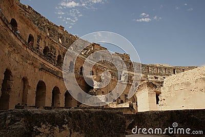 Roman amphitheater in El Jem, Tunisia. Stock Photo