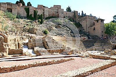 Roman Amphitheatre in Malaga, Spain Editorial Stock Photo