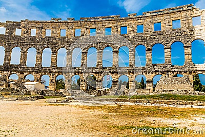 Roman Amphitheatre Pula Arena-Pula,Istria, Croatia Stock Photo