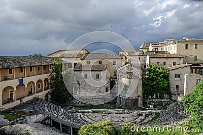 Roman Amphitheatre Spoleto Italy Stock Photo