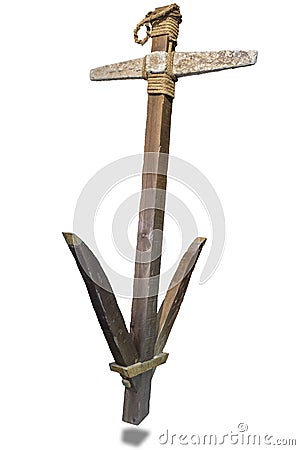 Roman anchor with original lead stock and wooden shank Editorial Stock Photo