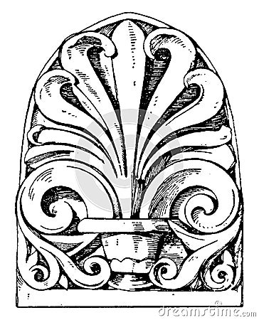 Roman Antefix, stator, vintage engraving Vector Illustration