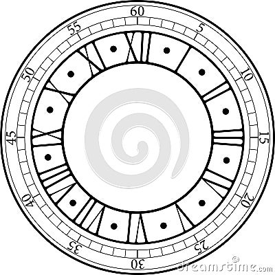 Roman Arabic Round Clock Face Stock Photo