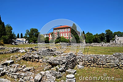 Roman archaeological site and Matisse museum, Cimiez, Nice, South of France Editorial Stock Photo