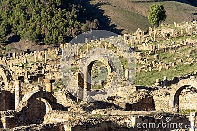 Roman arches in the ancient Roman city of Djemila. Editorial Stock Photo