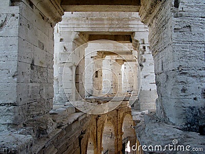 Roman Arena/ Amphitheater in Arles, Provence, France Stock Photo