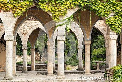 Roman bath in the yard of Balchik palace, Bulgaria Stock Photo