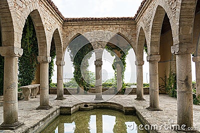 Roman bath in the yard of Balchik palace, Bulgaria Stock Photo