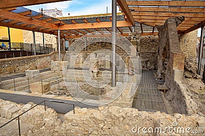 Roman baths in Spain, Caldes de Malavella Stock Photo