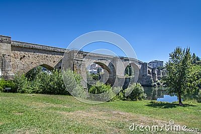 Roman bridge of Ourense Stock Photo