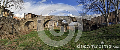 Roman bridge in Vic Stock Photo