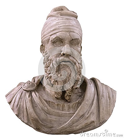 Roman bust of a Dacian tarabostes Editorial Stock Photo