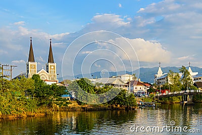 Roman Catholic Church in Chang town, Chanthaburi, Thailand Stock Photo