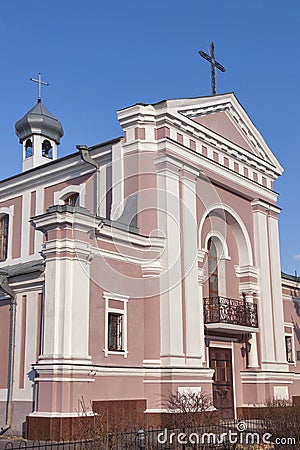 Roman Catholic Church of St. Barbara in Berdychiv, Ukraine Stock Photo