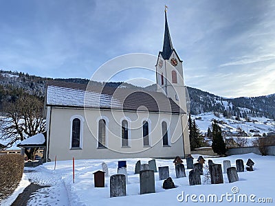 Roman Catholic parish church of Alt St. Johann, Switzerland RÃ¶misch-katholisches Pfarramt - Katholische Kirchgemeinde Stock Photo