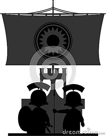 Roman Centurion Soldiers on Warship Vector Illustration