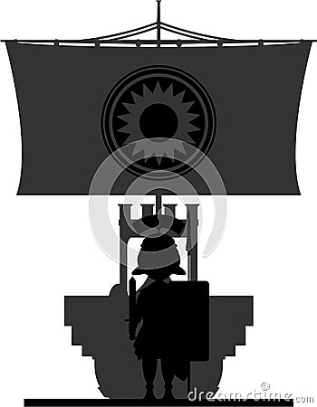 Roman Centurion Soldiers on Warship Vector Illustration