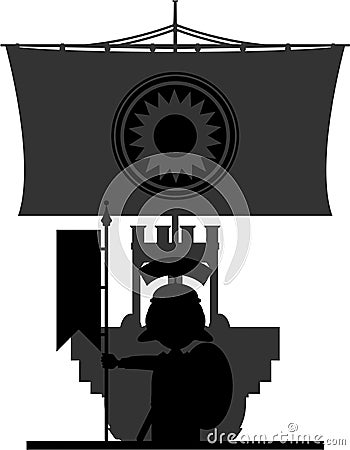 Roman Centurion Soldiers on Warship Vector Illustration