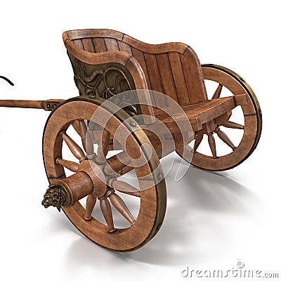 Roman Chariot Racing on White 3D Illustration Stock Photo