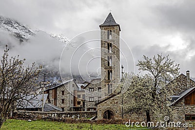 Roman Church of Santa Eulalia in Erill la Vall, in the Boi Valley,Catalonia - Spain Stock Photo